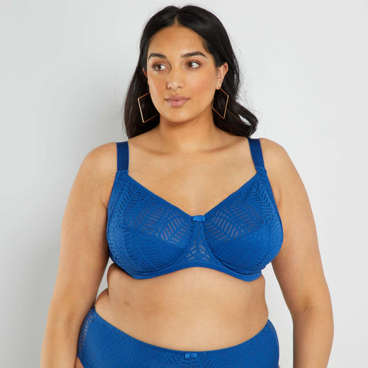 Soutien-gorge corbeille en dentelle bleu