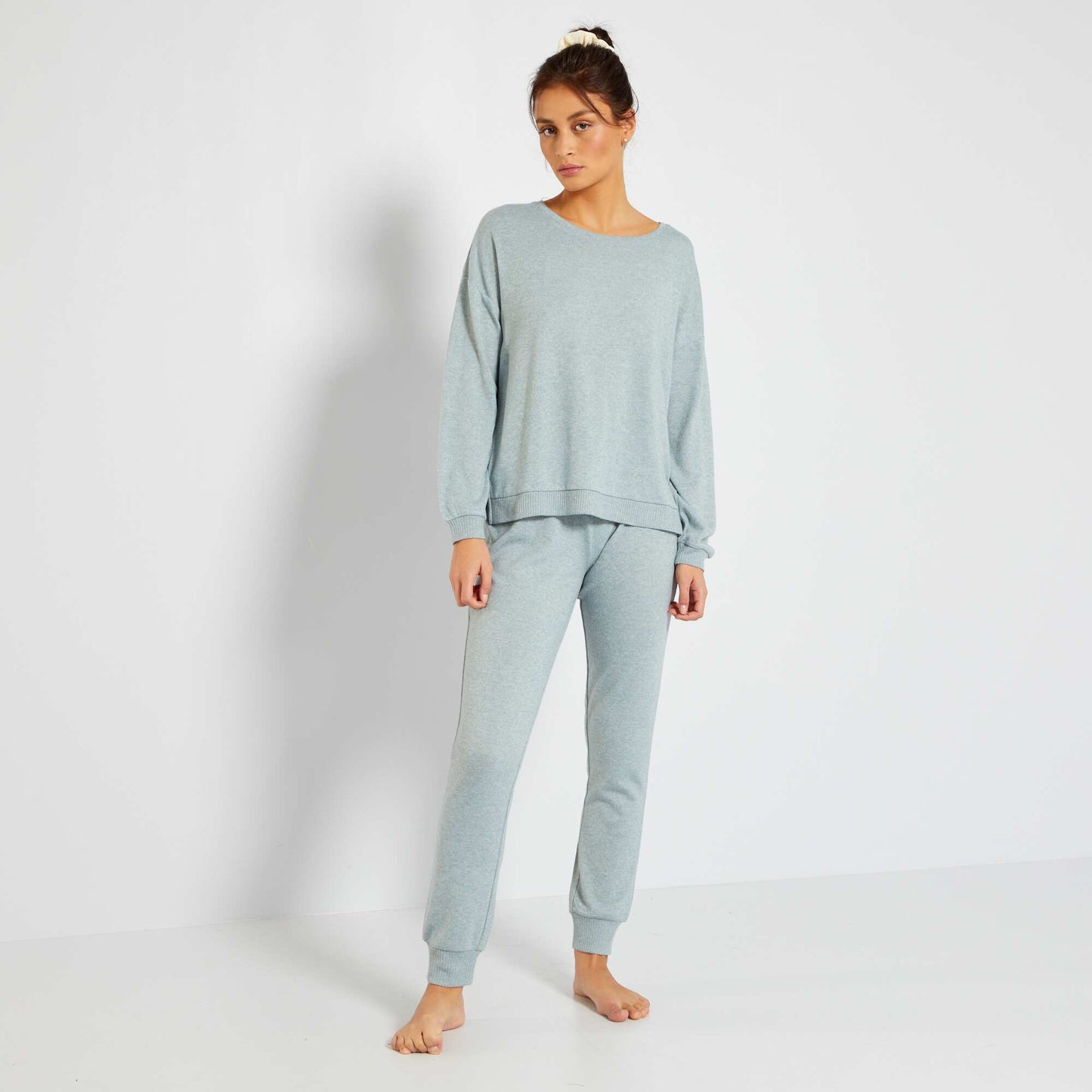 Pantalon de pyjama uni bleu ardoise