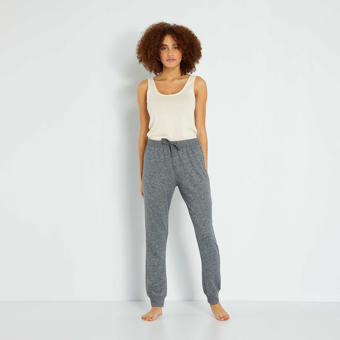 Pantalon de pyjama uni gris fonc