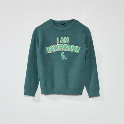 Pull en maille l g re avec imprim Vert