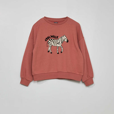 Sweat en molleton avec imprim Vieux rose