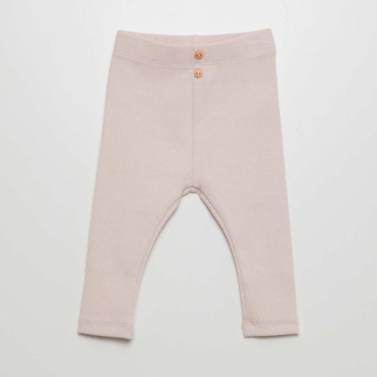 Legging uni en maille côtelée Rose