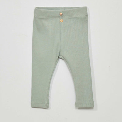 Legging uni en maille c tel e Vert clair