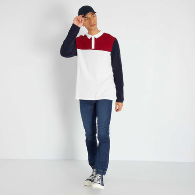 Polo en piqu en coton Rouge/bleu/blanc