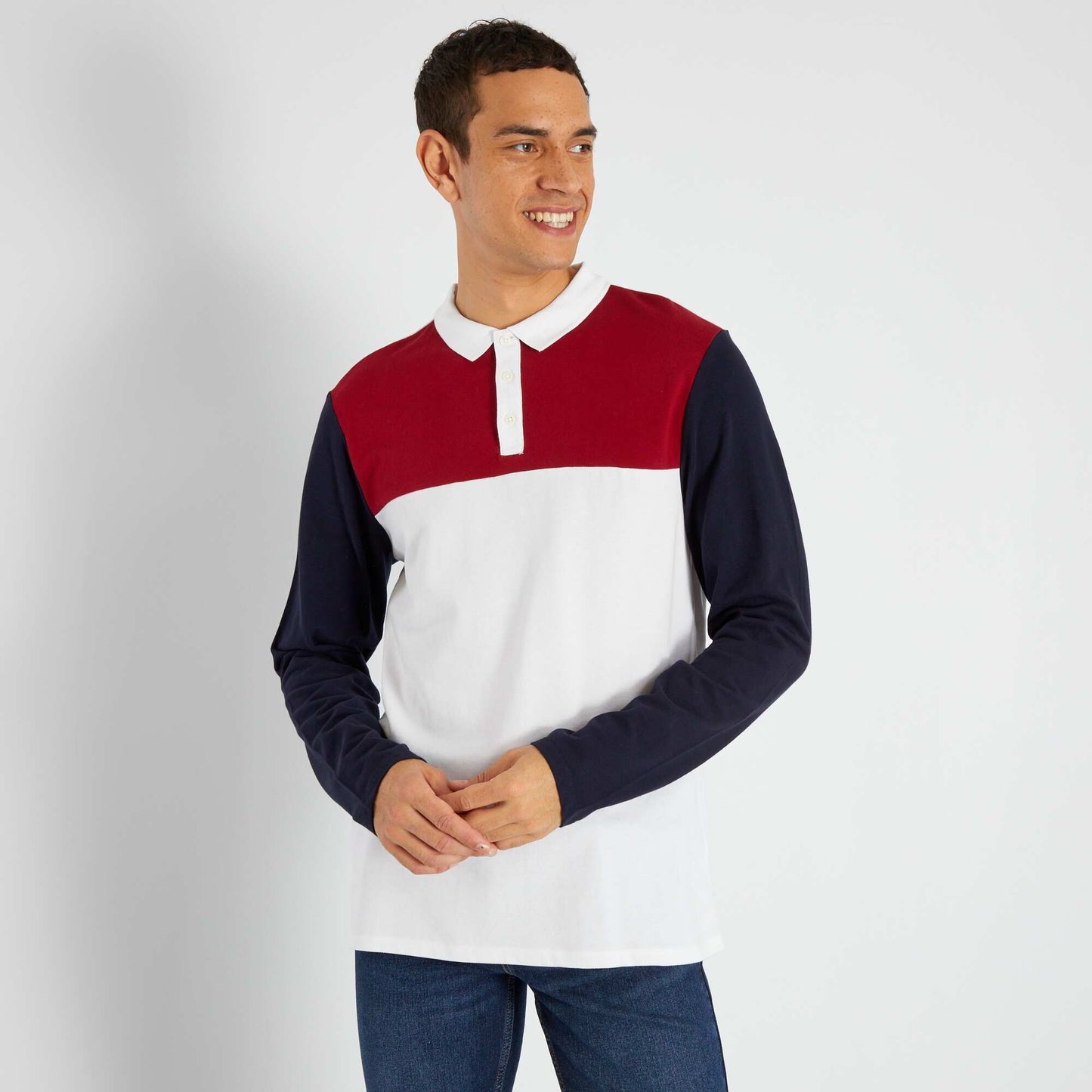 Polo en piqu en coton Rouge/bleu/blanc