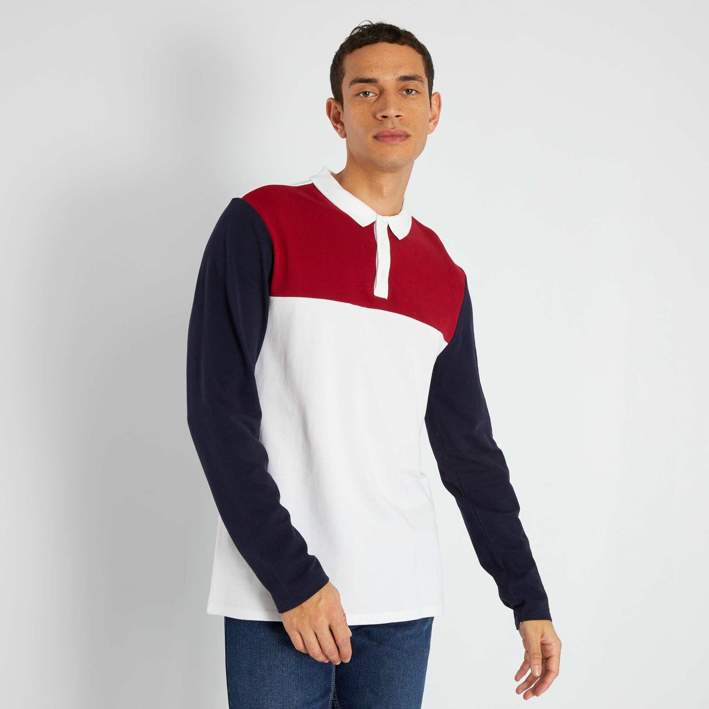 Polo en piqu en coton Rouge/bleu/blanc