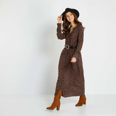 Robe chemise longue Kaki