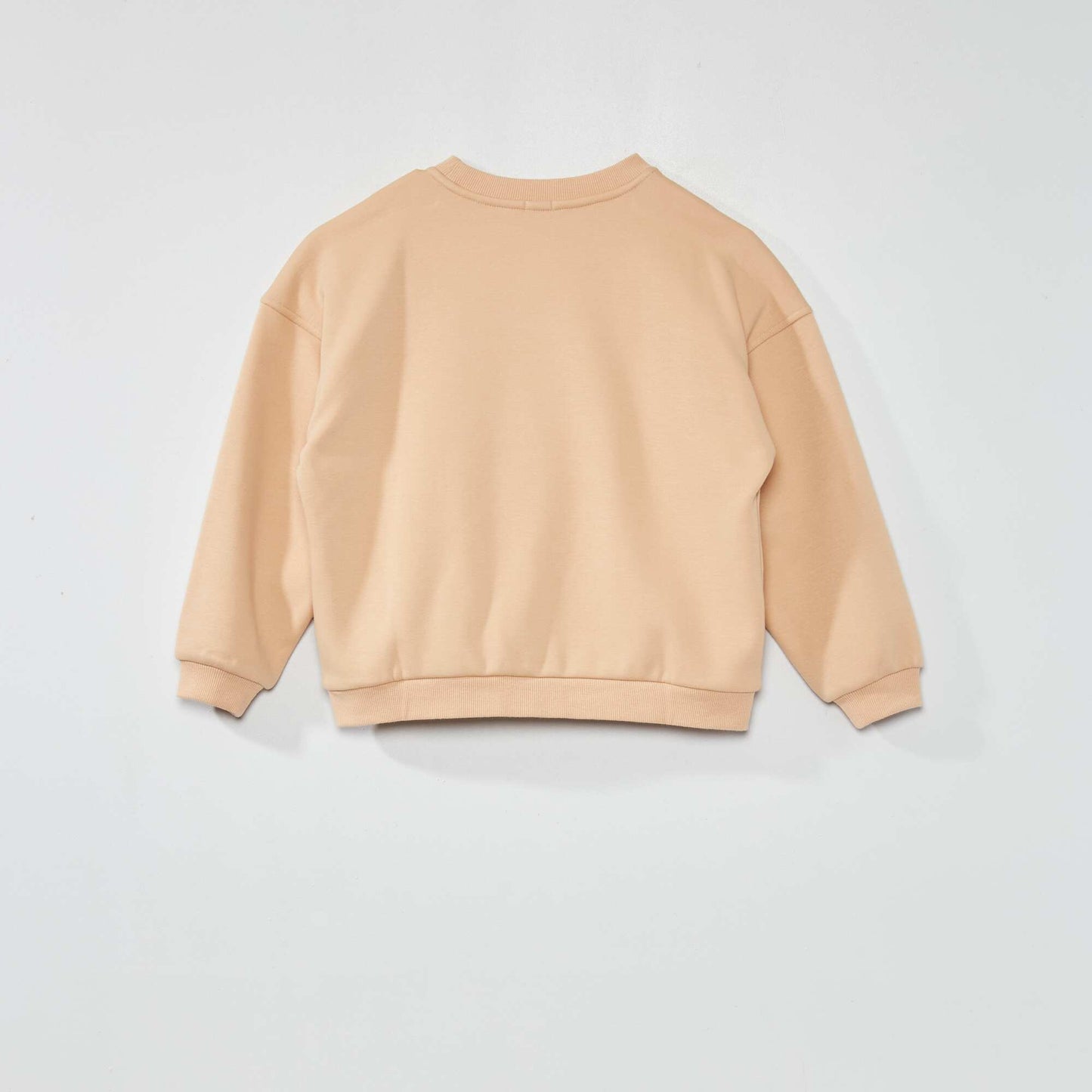 Sweat imprim en molleton col rond Beige