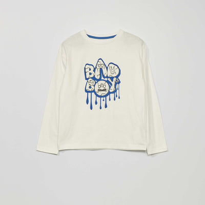 Tee-shirt manches longues imprim blanc