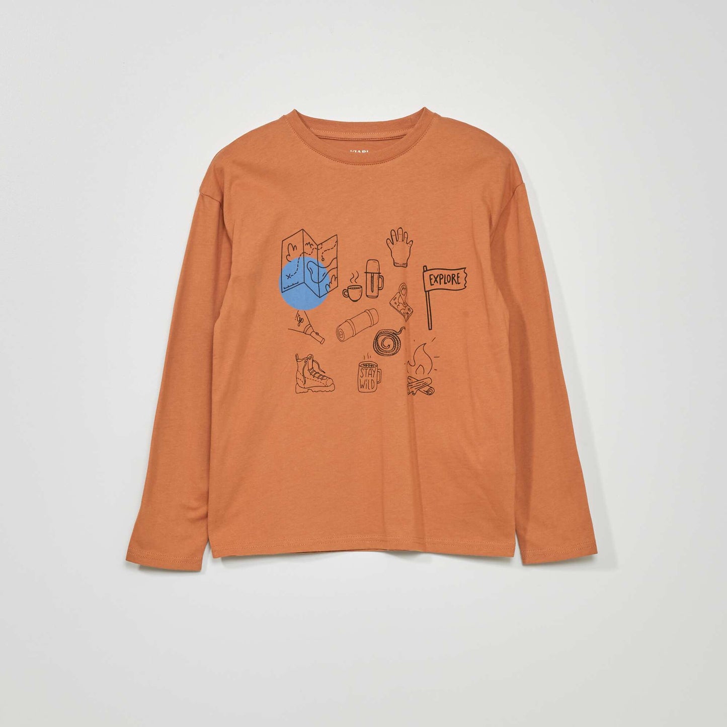 T-shirt col rond imprim fantaisie Orange brique