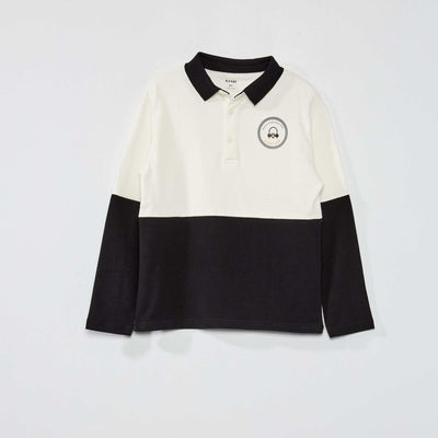 Polo bicolore Blanc/noir