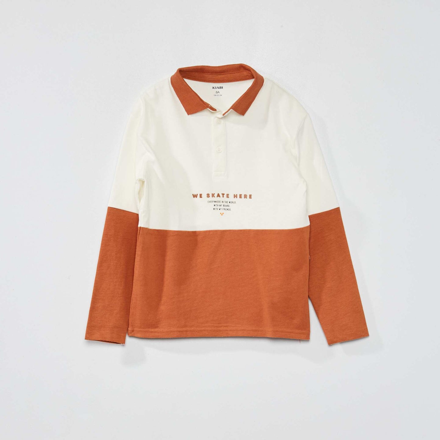 Polo bicolore Blanc/marron