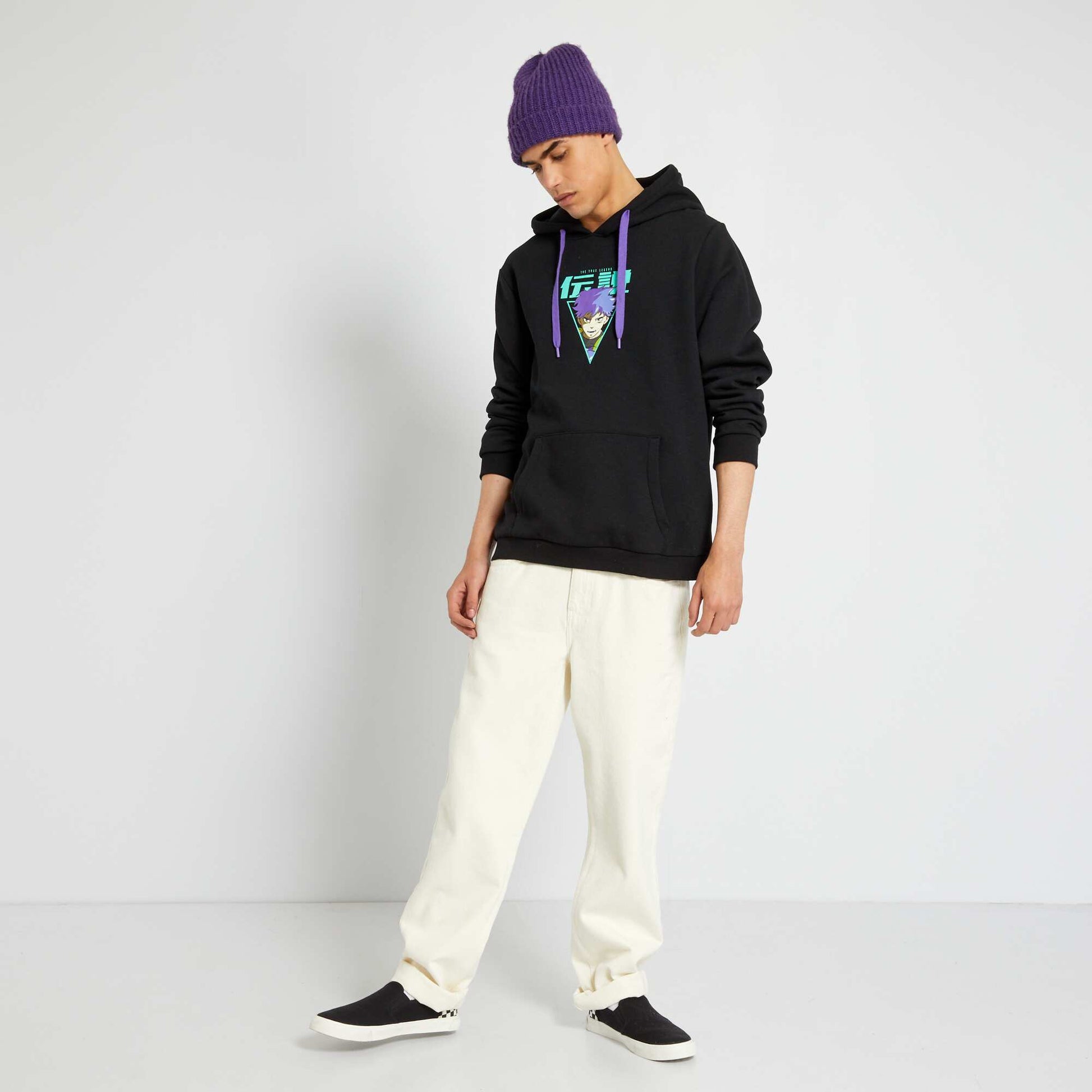 Sweat capuche imprim esprit manga Noir - Main Image