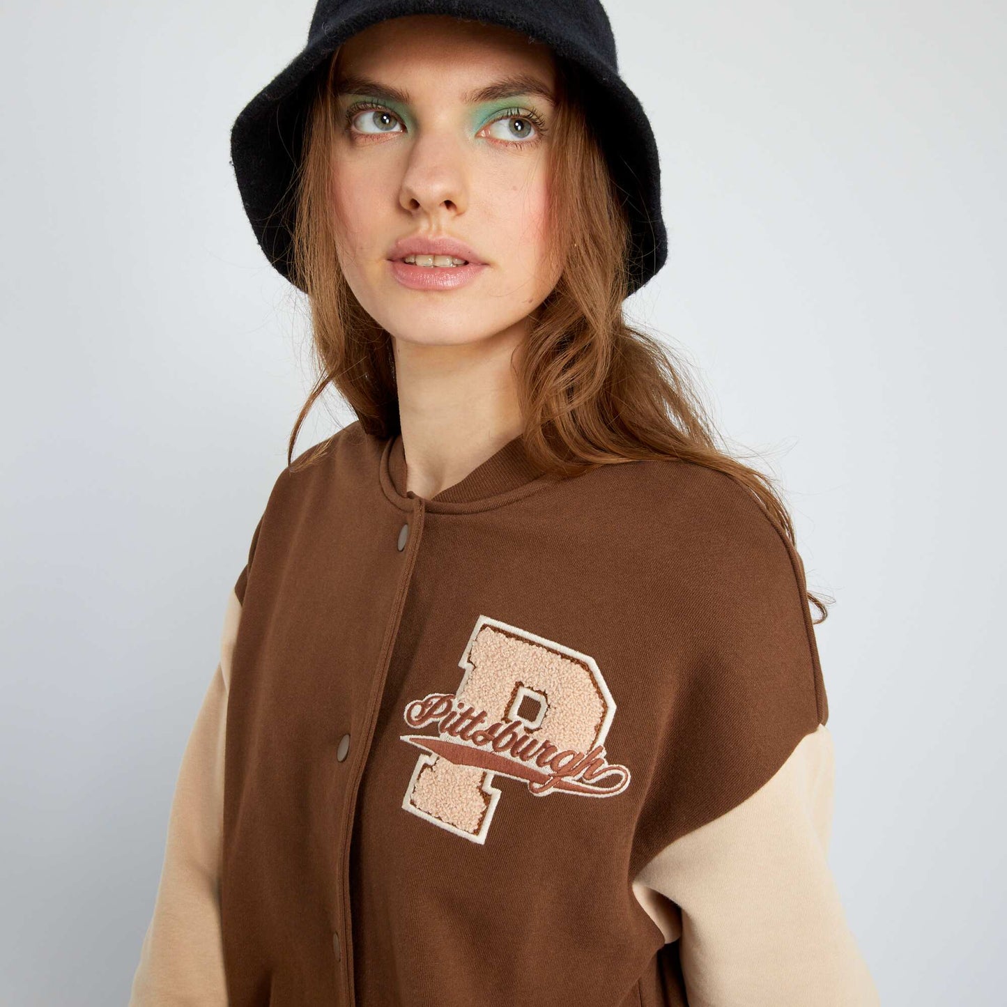 Sweat teddy style am ricain Marron/beige