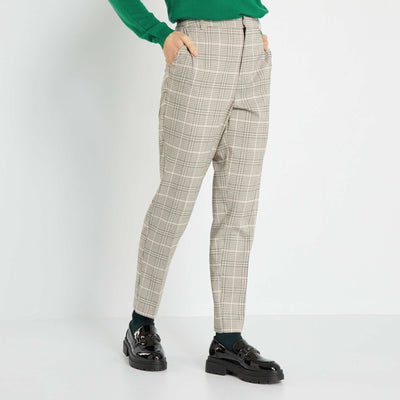 Pantalon cigarette Gris/beige
