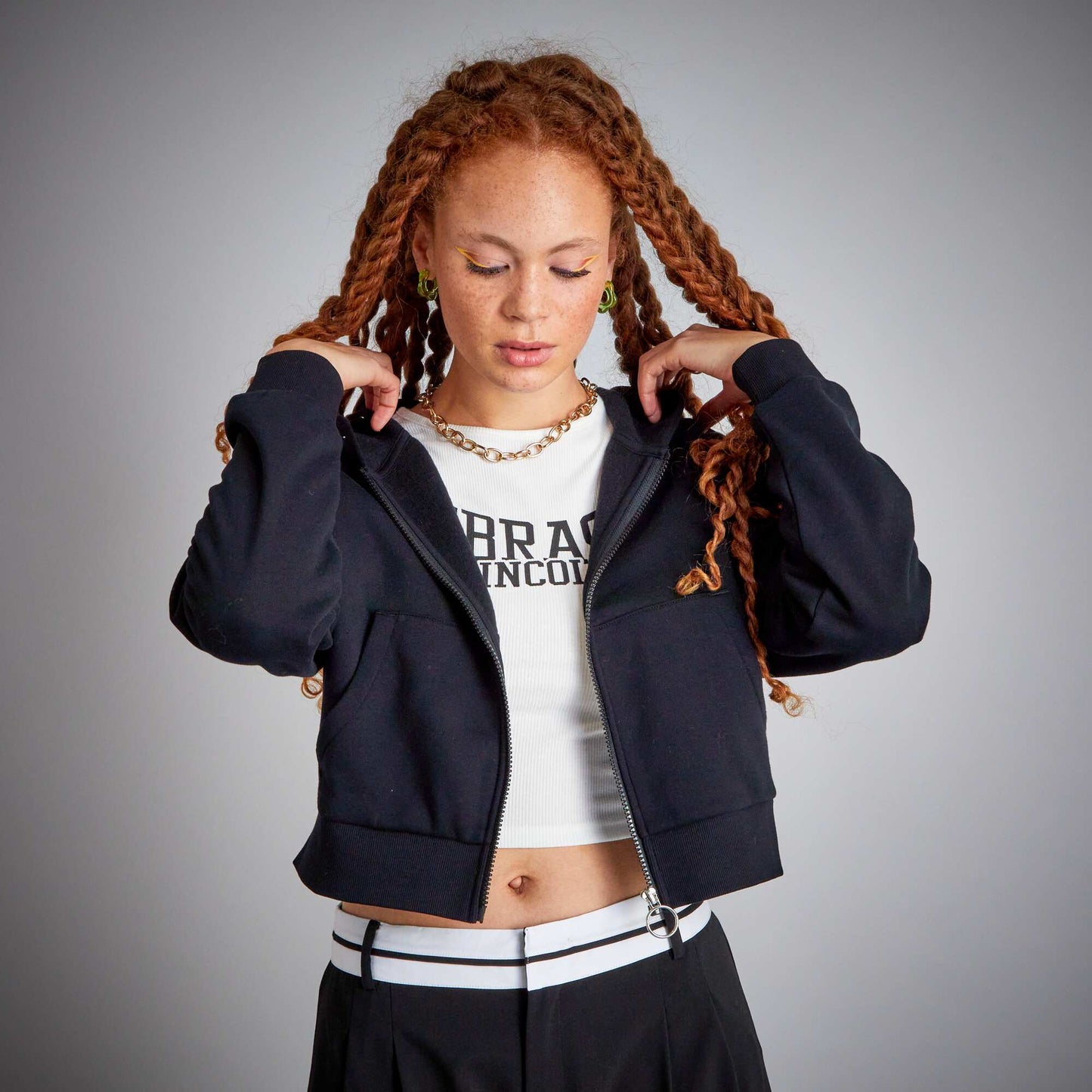 Sweat capuche crop top noir