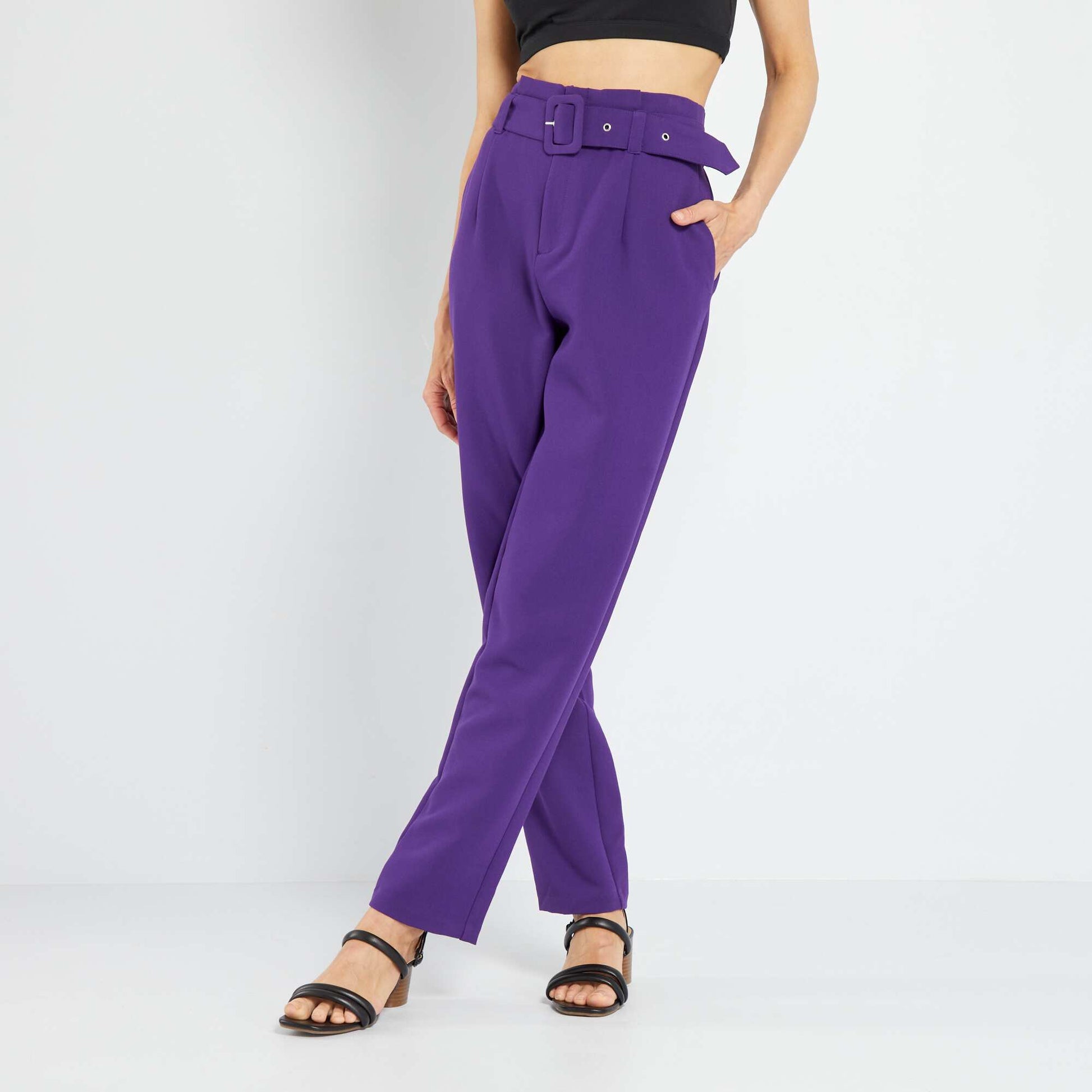 Pantalon carotte avec ceinture Violet