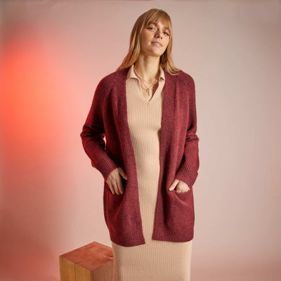 Gilet mi-long en laine Marron