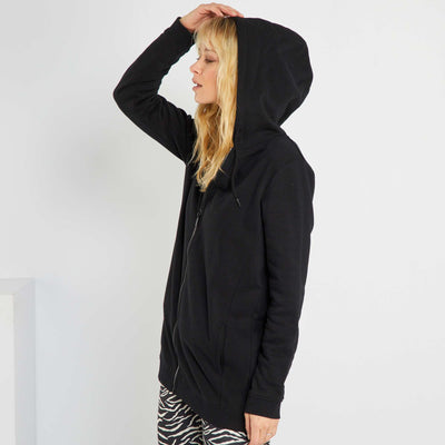 Sweat long capuche zipp Noir
