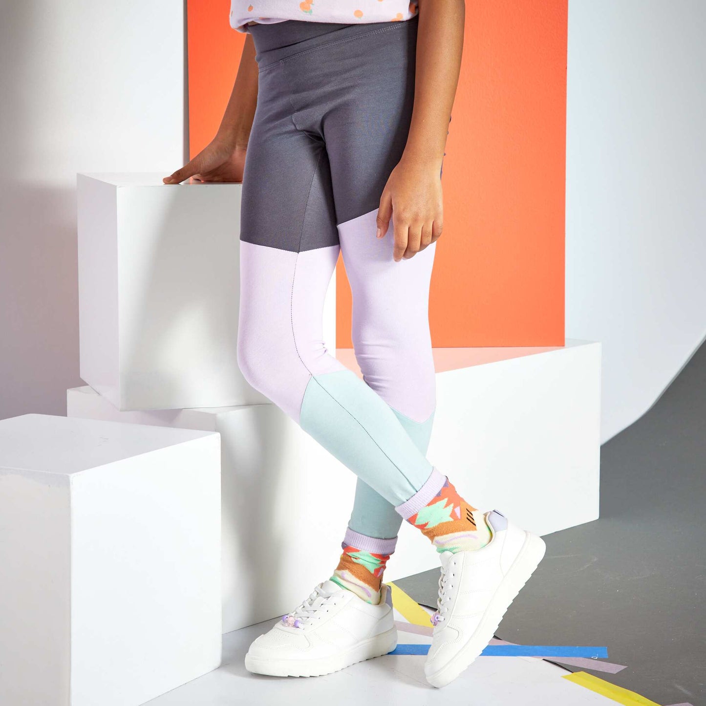 Legging 'color-block' Gris