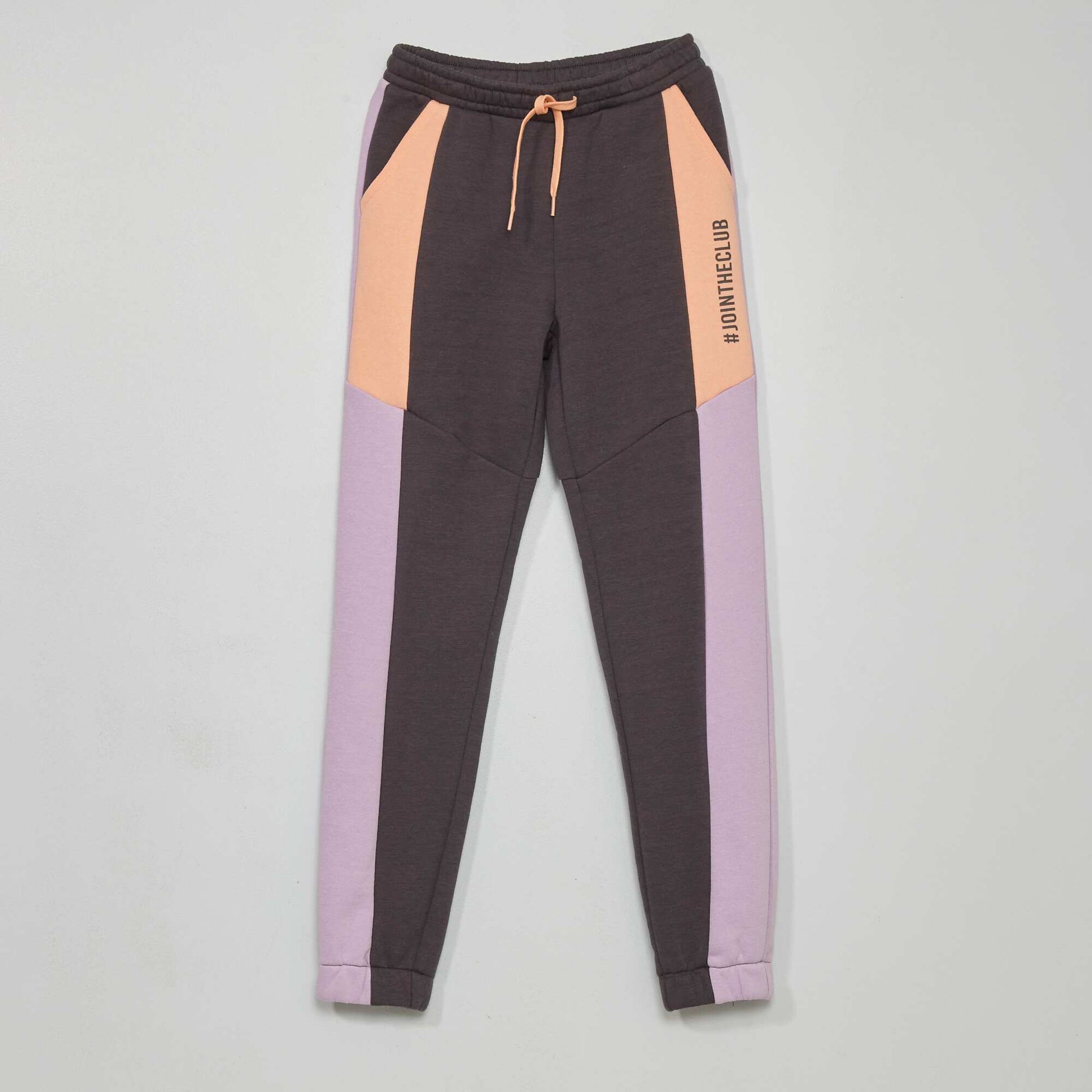 Pantalon jogging colorblock Gris/violet/rose