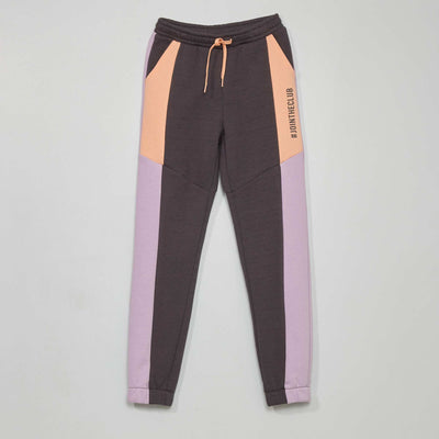 Pantalon jogging colorblock Gris/violet/rose