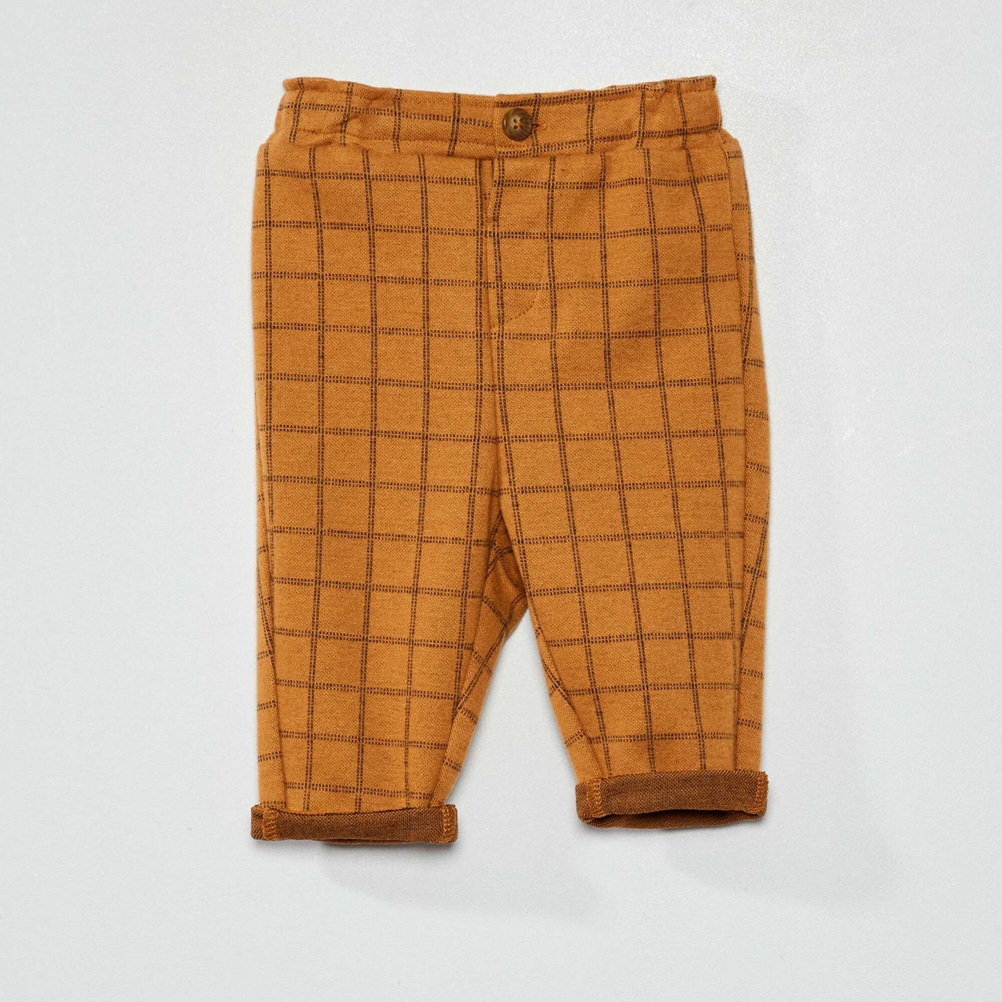 Pantalon flanelle carreaux Marron