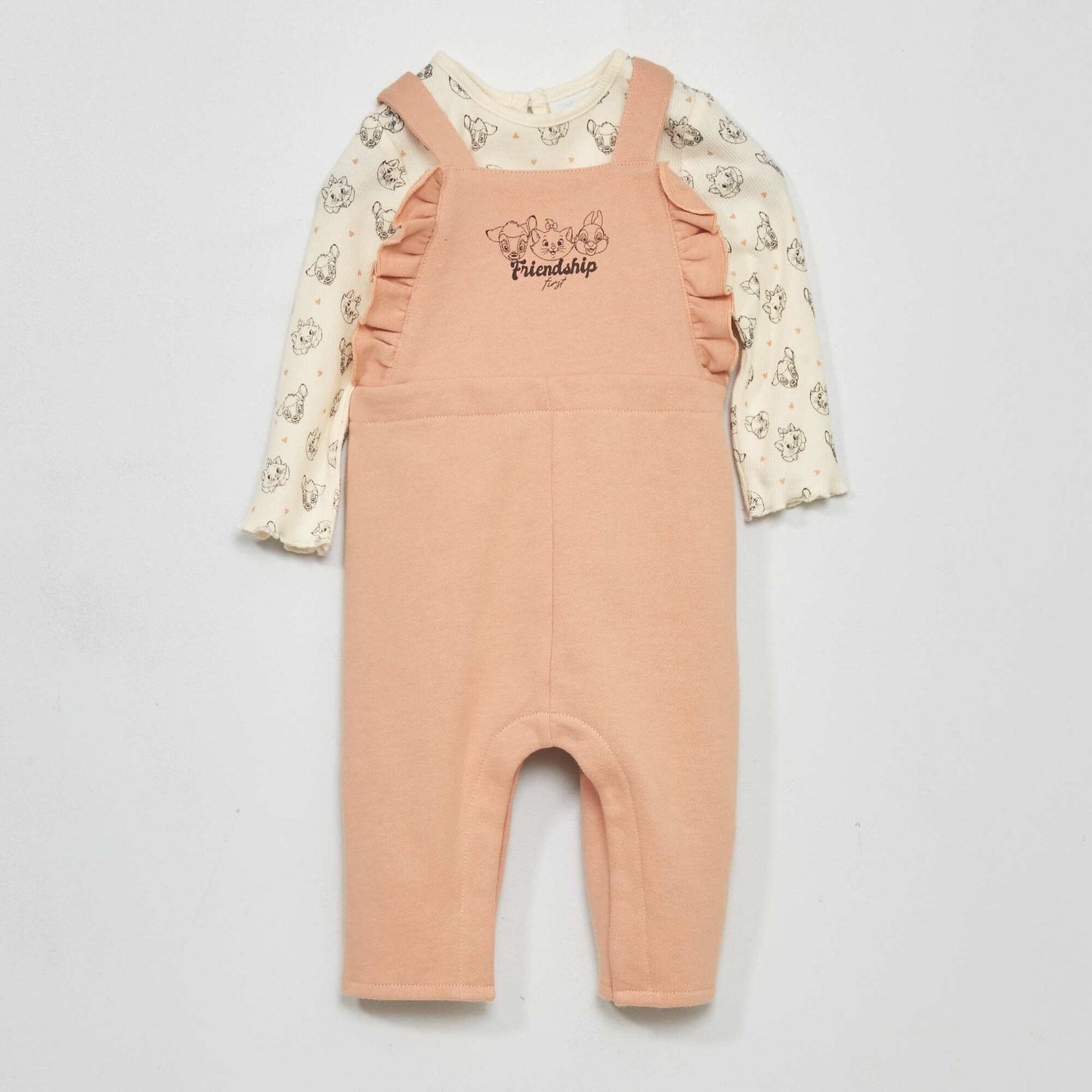 Ensemble salopette + tee-shirt 'Disney Babies' Beige