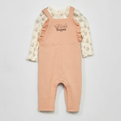 Ensemble salopette + tee-shirt 'Disney Babies' Beige