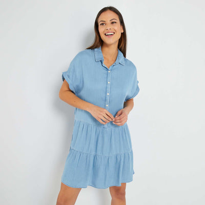 Robe courte avec col chemise Bleu