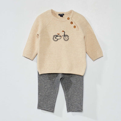 Ensemble pull + pantalon en jersey Beige