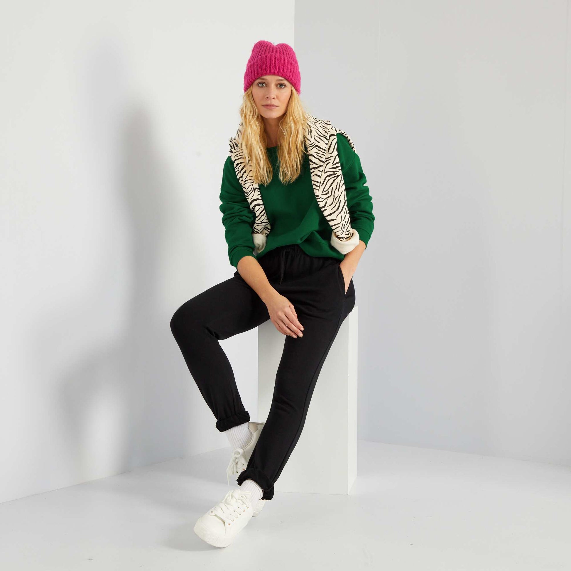 Pantalon de jogging en molleton l ger Noir