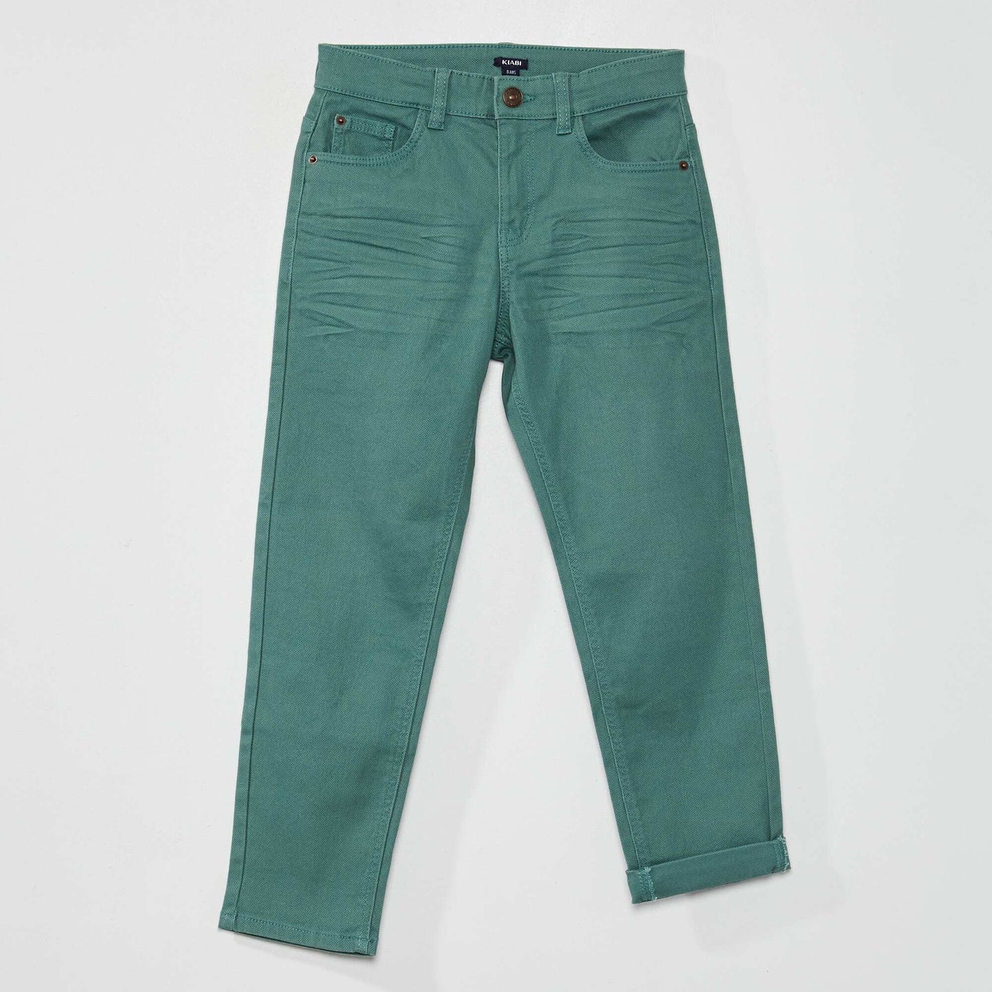 Jean regular avec taille ajustable vert de gris