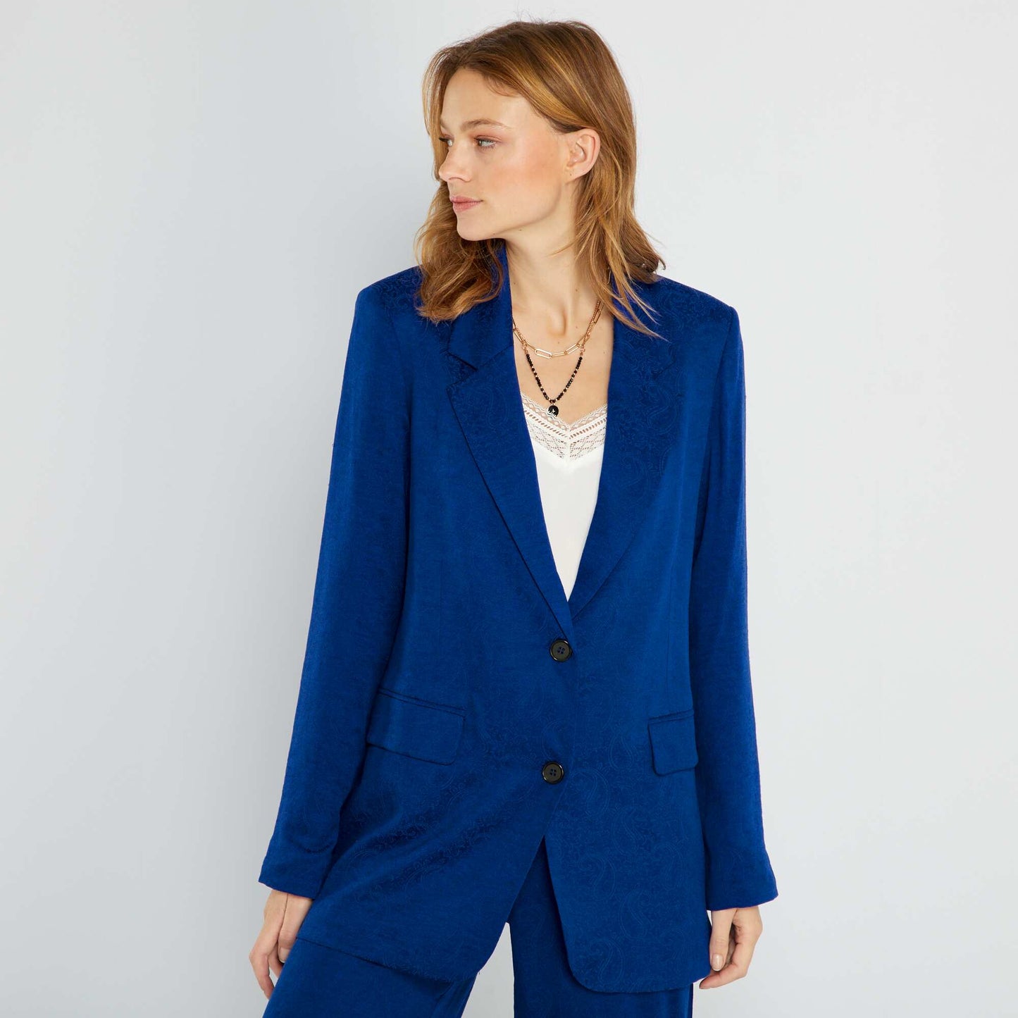 Veste en jacquard imprim fantaisie bleu