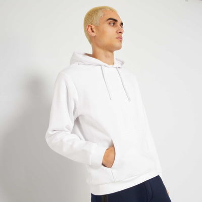 Sweat capuche en molleton uni blanc
