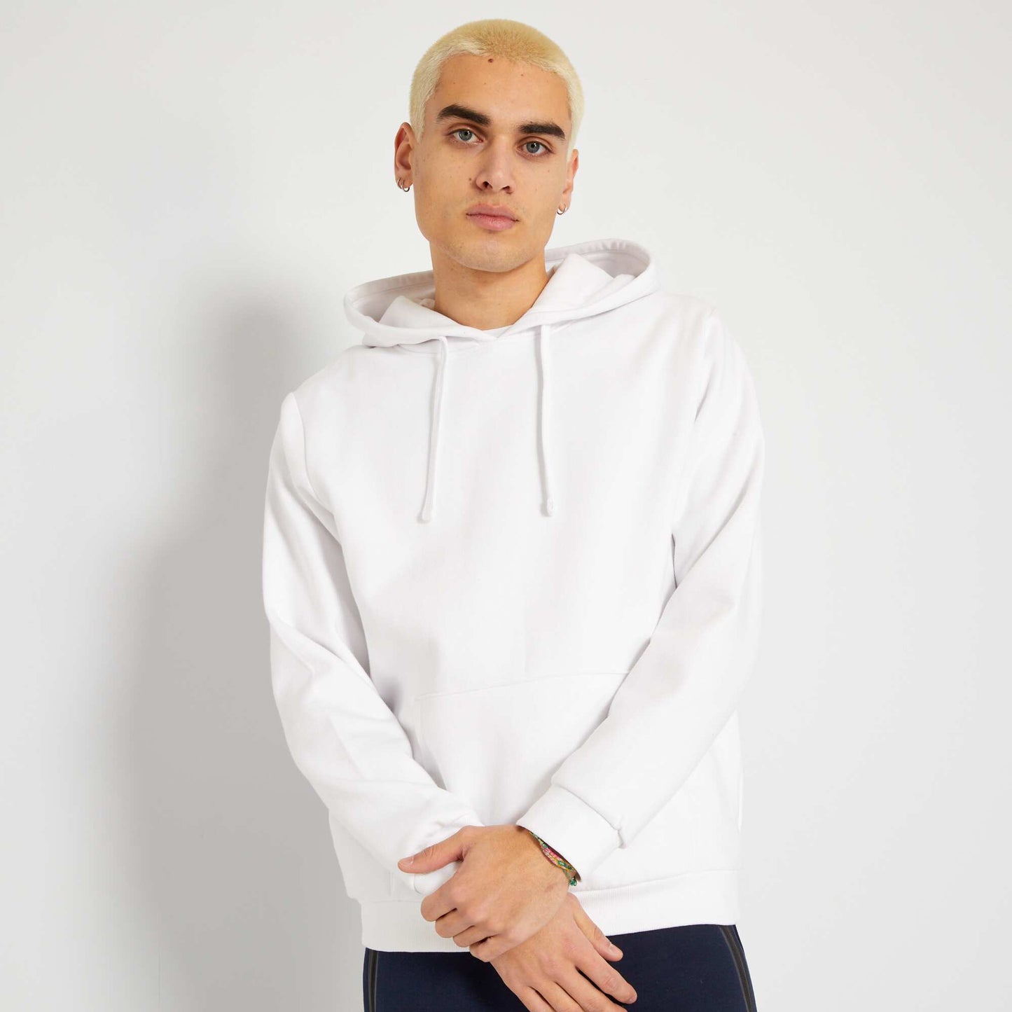 Sweat capuche en molleton uni blanc