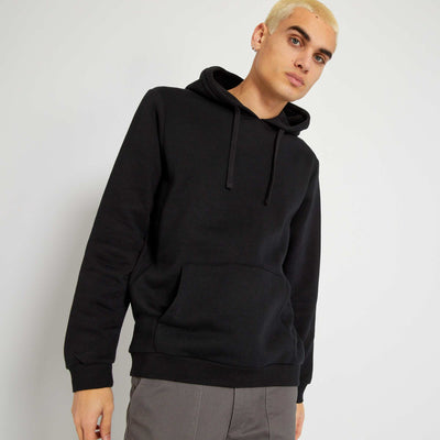 Sweat capuche en molleton uni noir