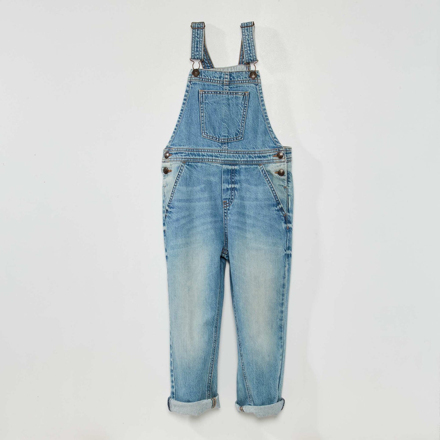 Salopette longue en denim Bleu