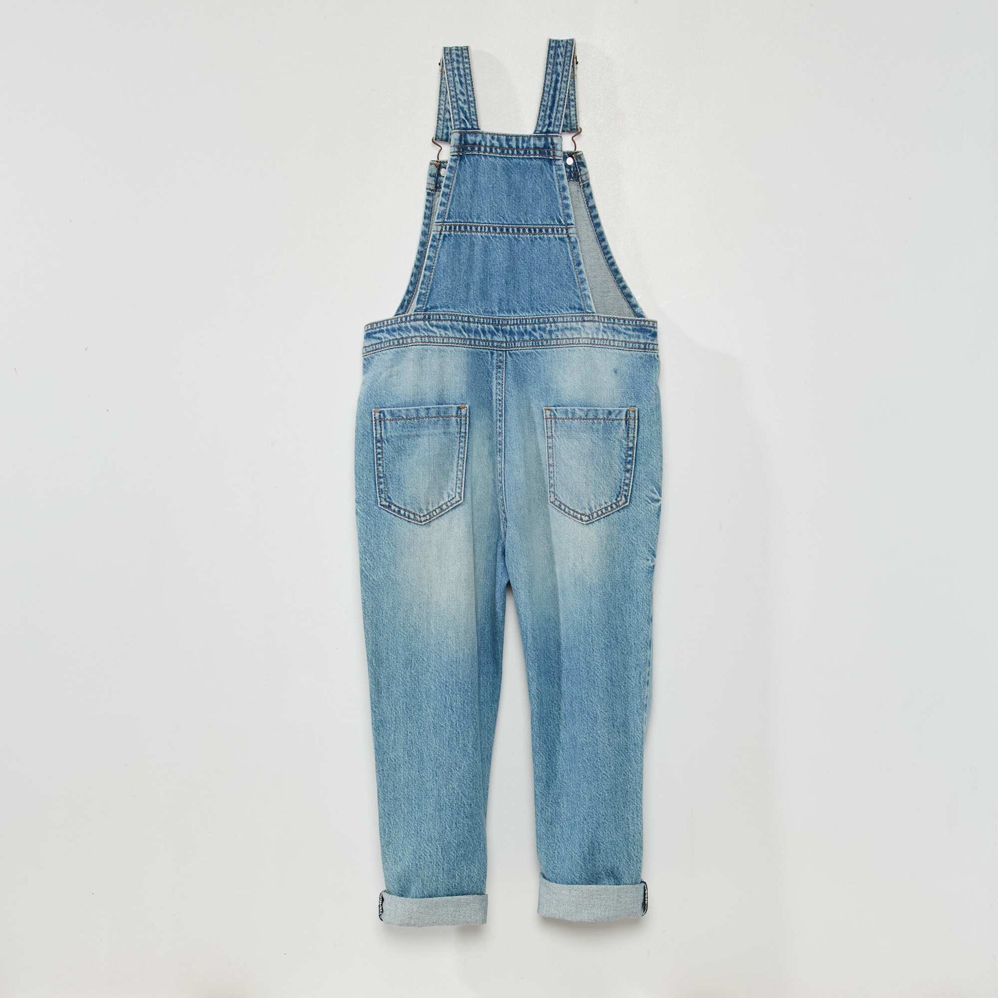 Salopette longue en denim Bleu