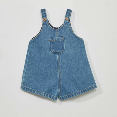 Salopette courte en jean Bleu