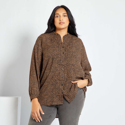 Chemise fluide col volant Noir