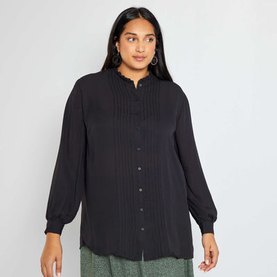 Chemise fluide col volant Noir