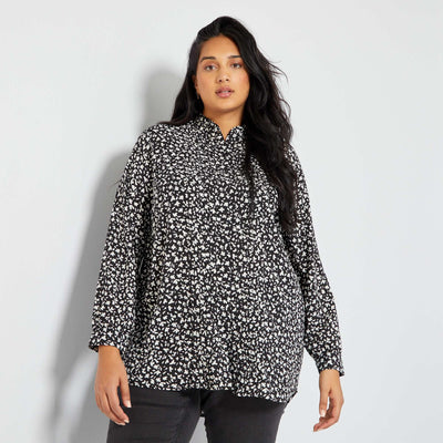 Chemise fluide col volant Noir