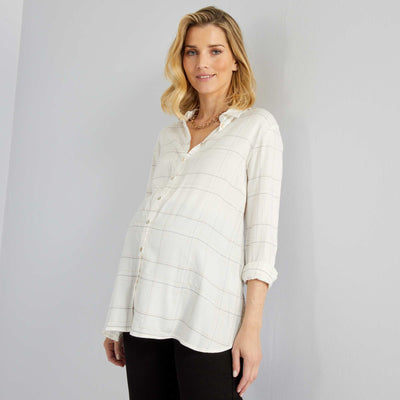 Chemise carreaux maternit Blanc