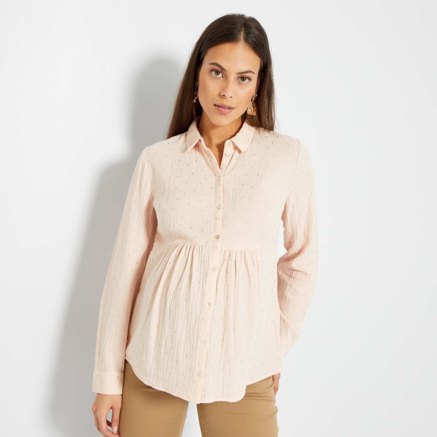 Chemise d'allaitement en gaze de coton Rose