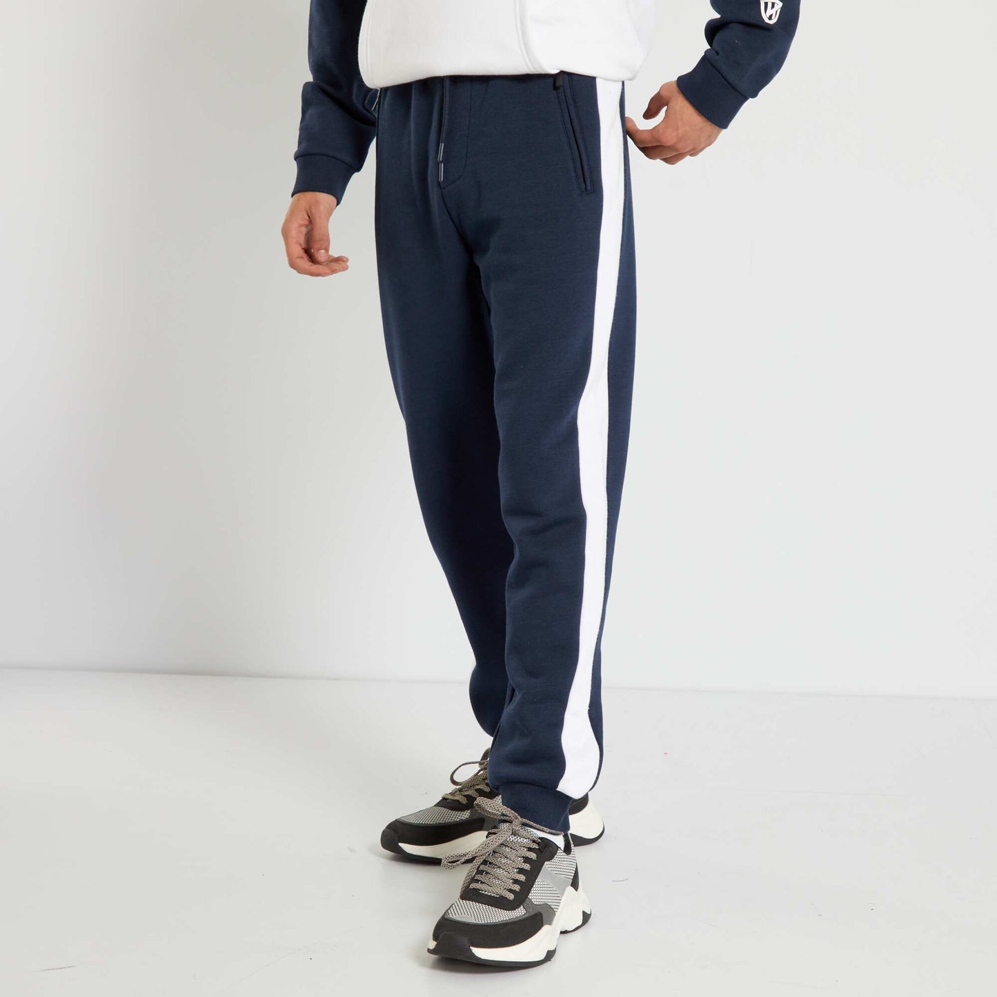 Pantalon de jogging avec bandes contrastantes bleu marine