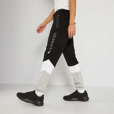 Pantalon de jogging color-block en n opr ne Noir