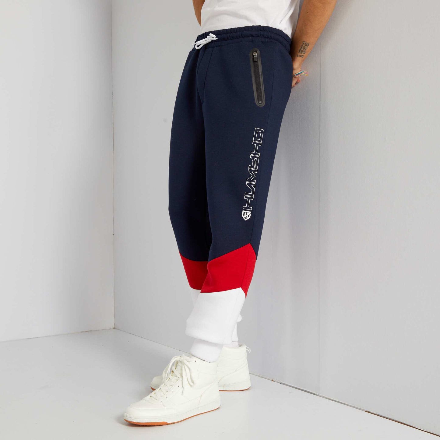 Pantalon de jogging color-block en n opr ne Bleu marine