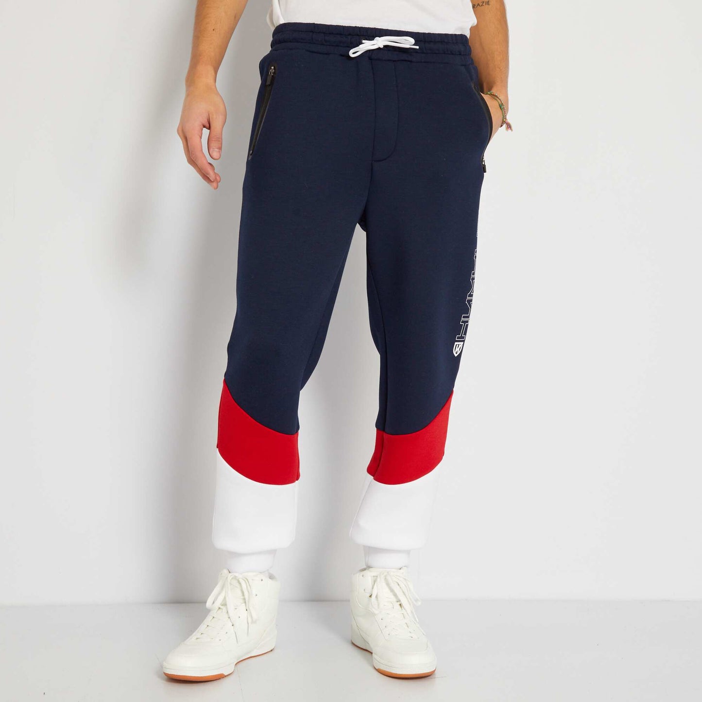 Pantalon de jogging color-block en n opr ne Bleu marine