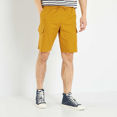 Bermuda en twill avec poches cargo Camel